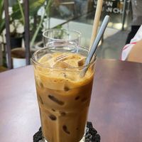 Vietnamese coffee with coconut straw  at Zeroism - Vegan Café & bakery in Ho Chi Minh City