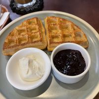 Peanut butter waffles (sub PB for v cream cheese)  at Zeroism - Vegan Café & bakery in Ho Chi Minh City