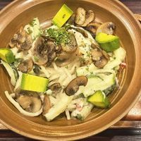 Creamy mushroom spaghetti at Zeroism - Vegan Café & bakery in Ho Chi Minh City