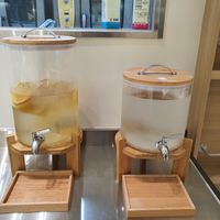 Water is free; plain and infused at Leo & Agnus Salad in Busan