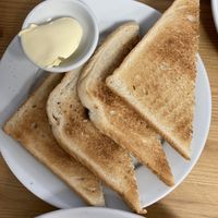Toast and vegan butter at Breaktimes Cafe in Porthmadog
