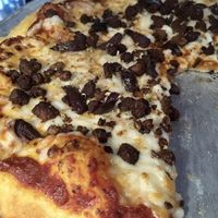 Vegan cheese and vegan sausage pizza  at Pi Pizzeria - Central West End in St Louis