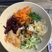 Korean lunch box (glass noodles are hidden under here!)  at Keemchi  in Stockholm