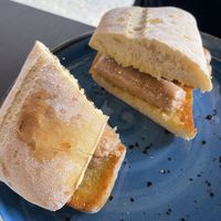 Vegan sausage in ciabatta   at Bird & Bean in Frinton-on-sea