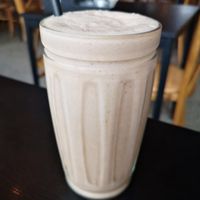 Chocolate Hazelnut Millkshake made with oat milk and vegan ice cream at Bird & Bean in Frinton-on-sea