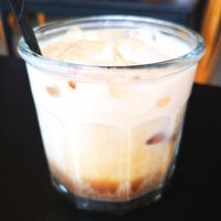Iced Dirty Chai made with oat milk at Bird & Bean in Frinton-on-sea