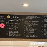 Menu board at Broad Street Dough Co in Encinitas