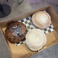 blueberry bliss, chai town, and glazed  at Broad Street Dough Co in Encinitas