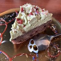 Red berries cake with Matcha creamy frosting  at Café Contresort in Paris