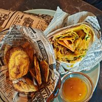 Wraps and plantin banana at Café Contresort in Paris