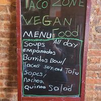 short version of the vegan menu at Taco Zone in Brooklyn