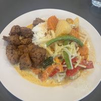 Lunch deal with green curry, massaman and crispy soya  at Blossoming Lotus in Surfers Paradise