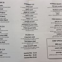Take away menu  at Blossoming Lotus in Surfers Paradise