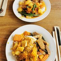 Rice and 3 different items at Blossoming Lotus in Surfers Paradise