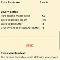 Vegan menu at The Pancake Kitchen in Ballarat