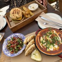 Shakshuka v+gf and Beyond Burger v at Grá Irish Gastropub in Mallorca