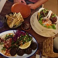 Falafel plate and Bao Buns at Grá Irish Gastropub in Mallorca