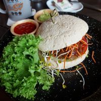 Green Oat Burger at Road Stop in Mettmann