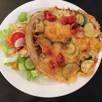 buckwheat pancakes with Med Veg  at GoKula Vegetarian Cafe in Watford