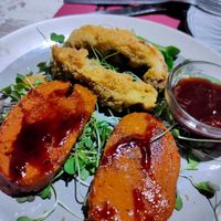 Portobello rebozado y seitan caramelizado at El Sarao de Lara in Las Rozas De Madrid