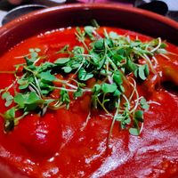 Pimientos rellenos de soja texturizada at El Sarao de Lara in Las Rozas De Madrid