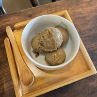 black tea ice cream!! soooo good!   at Mandaracha 曼荼羅茶 in Kyoto