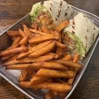 Buffalo Soldier wrap - very salty. Fries were good.  at Planted Plate in Princeton