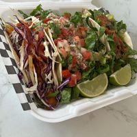 From left to right (Baja, polo, Carne Asada, & Falafel)  at Chi Chi Vegan Taco Shop in Atlanta