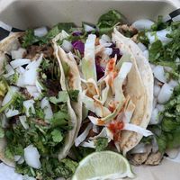 Carne Asada, Baja Fish and Pineapple Pollo 🍍  at Chi Chi Vegan Taco Shop in Atlanta