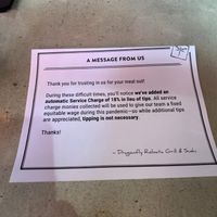 Tipping  at Dragonfly Robata in Orlando