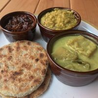 Hot Chili Pol Roti Meal why Seeni Sambol at Mirisata in Portland