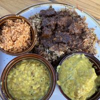 Fried rice combo curry plate  at Mirisata in Portland