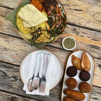 daily curry and the small bites sampler  at Mirisata in Portland