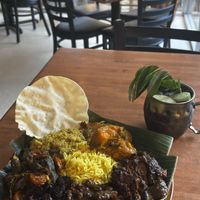 Rice and curry plate + NA tamarind drink  at Mirisata in Portland