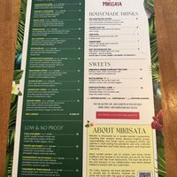 Menu  at Mirisata in Portland