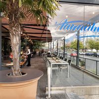 Outdoor seating and view at Aarmühle in Interlaken