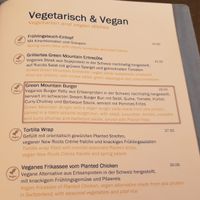 Current menu, 5 vegan options at Aarmühle in Interlaken