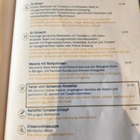 Updated menu summer 2023 at Aarmühle in Interlaken