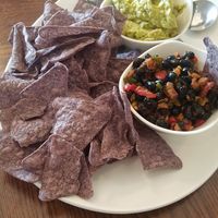 Chips, guac,  and black bean salsa at Jules' Bistro in St Cloud