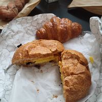 Vegan Bacon Egg & Cheese, and Croissant! at Guevara's in Brooklyn