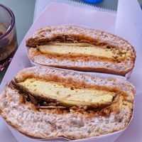 Breakfast sandwich at Guevara's in Brooklyn