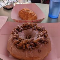 Pecan maple donut and chocolate croissant at Guevara's in Brooklyn