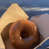 Dulce de leche donut to go  at Guevara's in Brooklyn