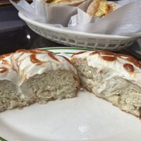Guava cream cheese donut inside   at Guevara's in Brooklyn