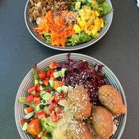 all vegan bowl (up) and falafel bowl (down) at All Vegan in Hannover