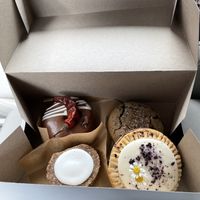 Clockwise: cookie, poptart, rollup, donut  at Ordinarie Fare in Dayton
