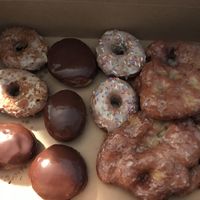 Boston Creme, “Bacon”, Sprinkle, Apple Fritter at Sojo's Donuts in Mesa
