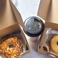 Vegan on the left, gluten free and vegan on the right at Sojo's Donuts in Mesa