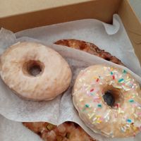 Vanilla glazed, vanilla sprinkles at Sojo's Donuts in Mesa