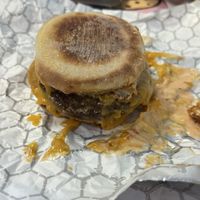 “Sausage egg” sandwich with hash brown and Mayo chipotle sauce   at Sojo's Donuts in Mesa
